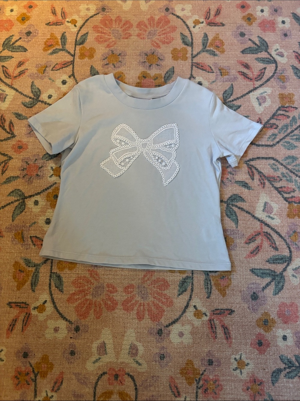 LoveShackFancy x target Light Blue Tee with White Bow-kids